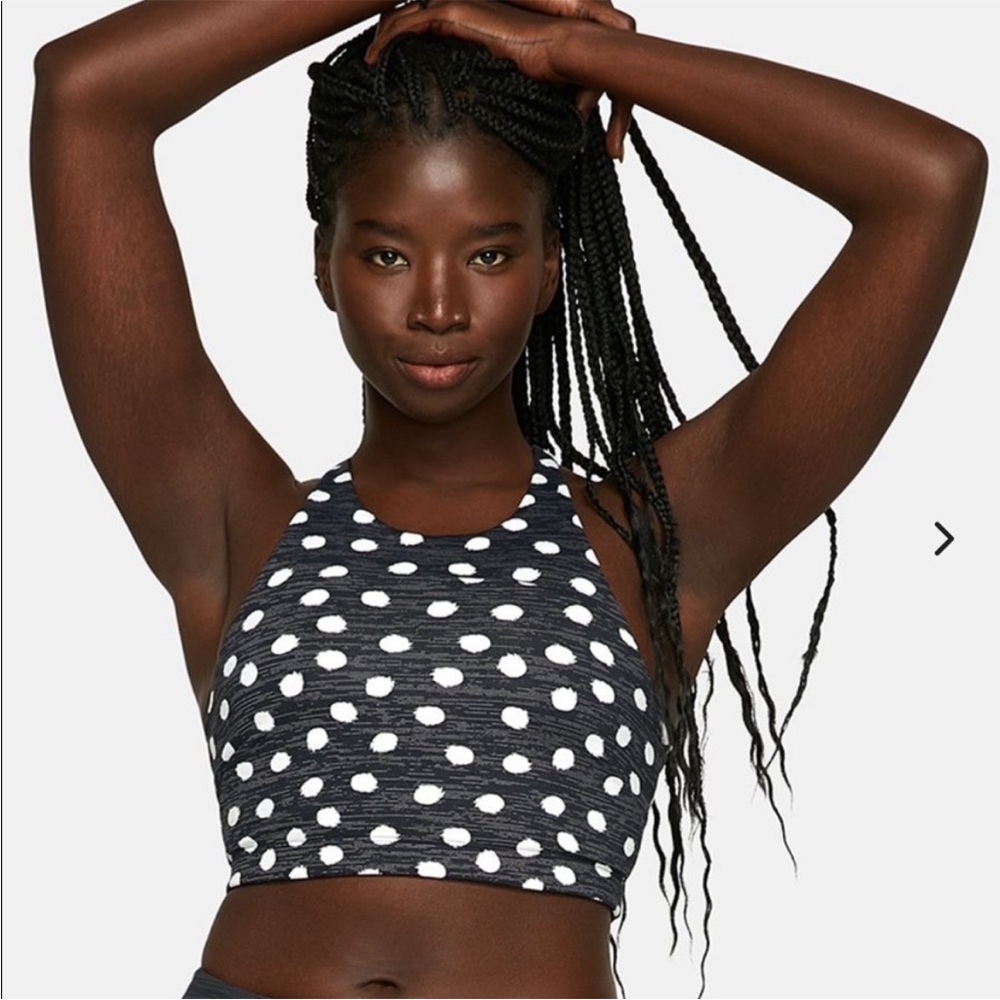 Outdoor Voices Techsweat Black and White Polka Dot Crop Top Tank Bra
